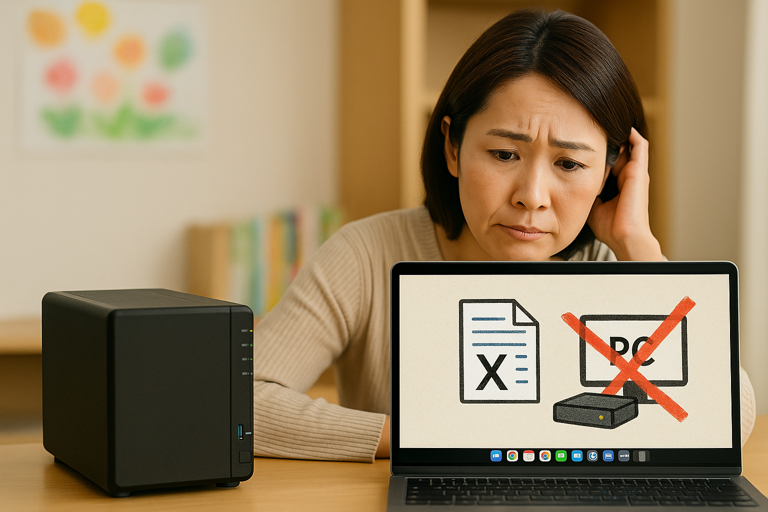 園長先生のパソコンにしかデータがない…属人化の解消にNASが活躍！